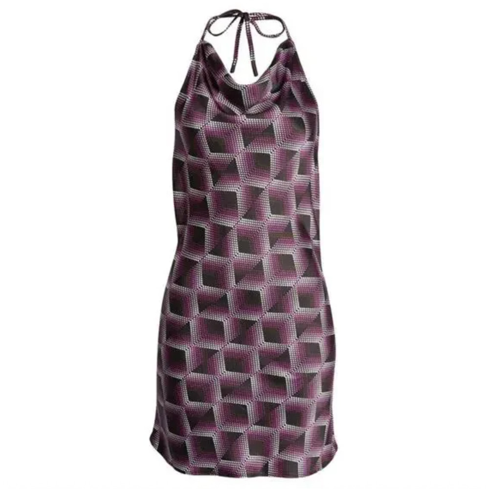 Bp. Be Proud Cowl Neck Satin Dress Purple Liza Print Size 3XL